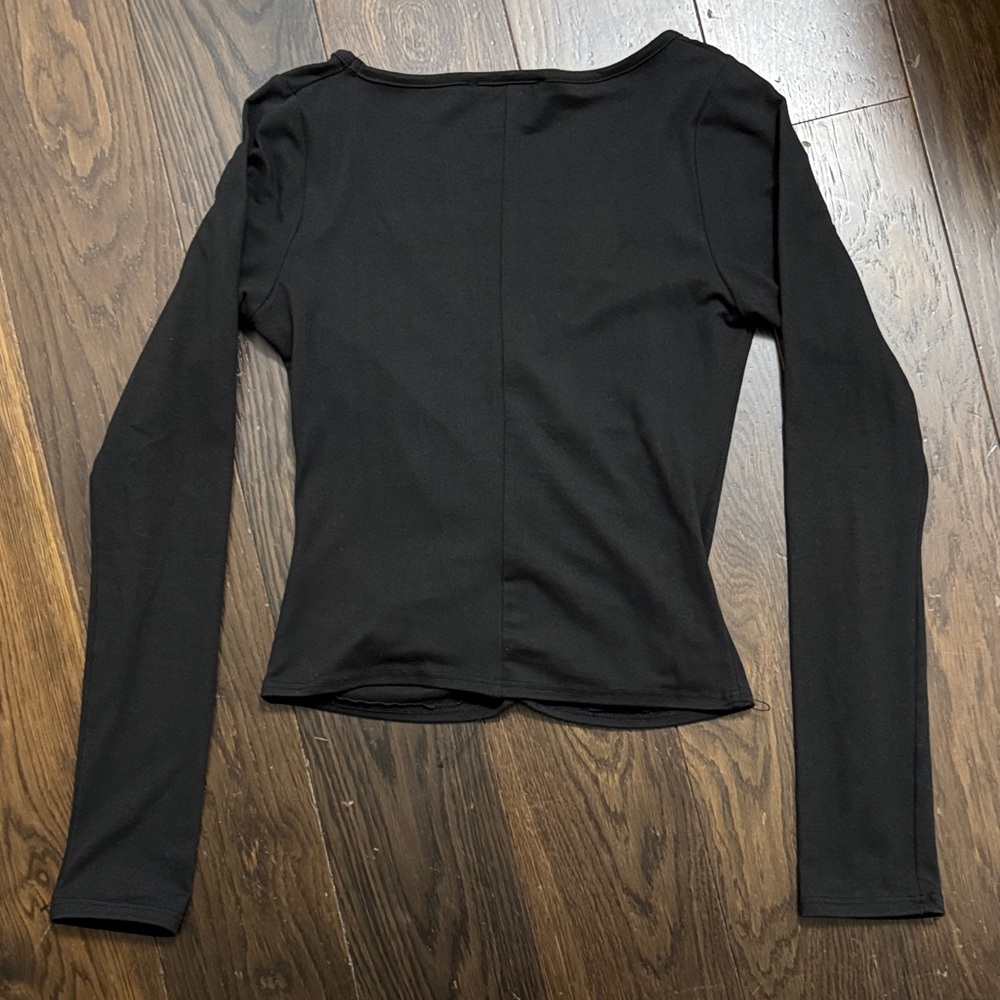 Lulus Black Ruched V-Neck Top - Picture 6 of 6